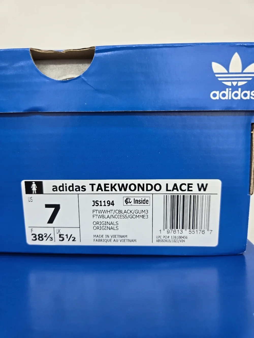 Adidas Women's Taekwondo JS1194 White Black Gum Shoes Size 7 New